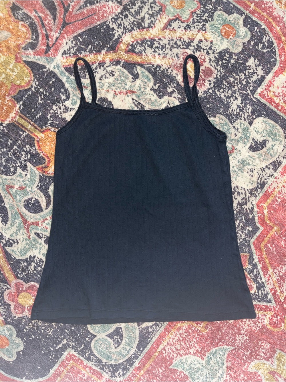 Brandy Melville Black Ribbed Spaghetti Strap Tank
